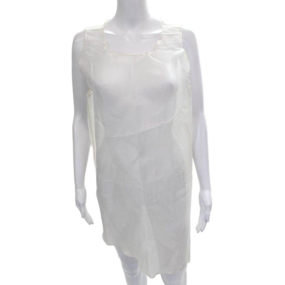 Wear In Good Health Womens Silk Full Slip White Scoop Neck Sleeveless Size S